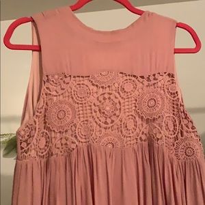 She + Sky pink crochet detail dress